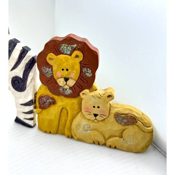 Vtg NOAH’S ARK Nursery Room Decor Shelf Table Top Zoo Animals Lion Giraffe Zebra - Picture 7 of 13